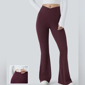 HALARA Crossover High Waisted Pocket Waffle Casual Flare Pants